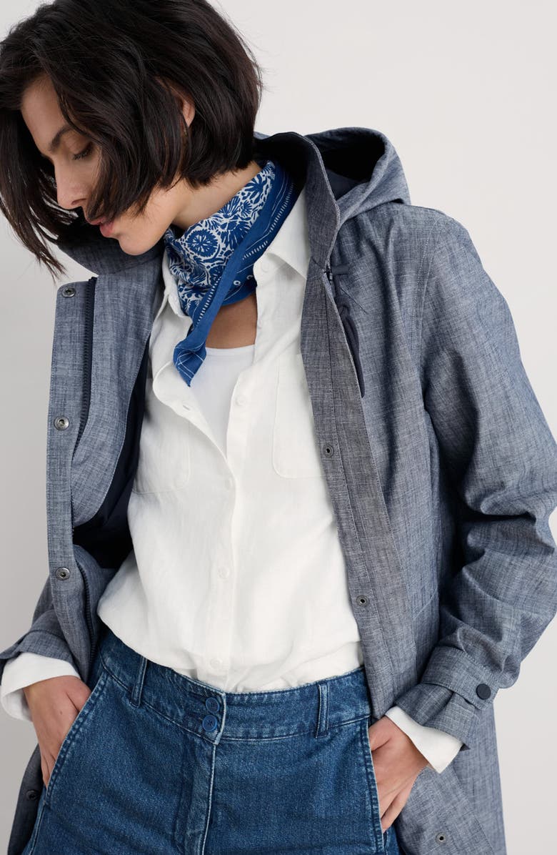 Seasalt Cornwall Cloudburst Waterproof Organic Cotton Coat, Alternate, color, Light Wash Wave