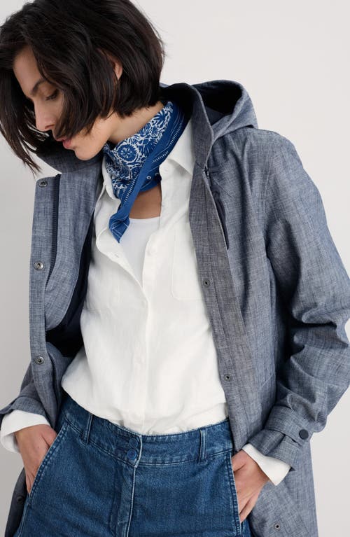 Seasalt Cornwall Cloudburst Waterproof Organic Cotton Coat In Light Wash Wave