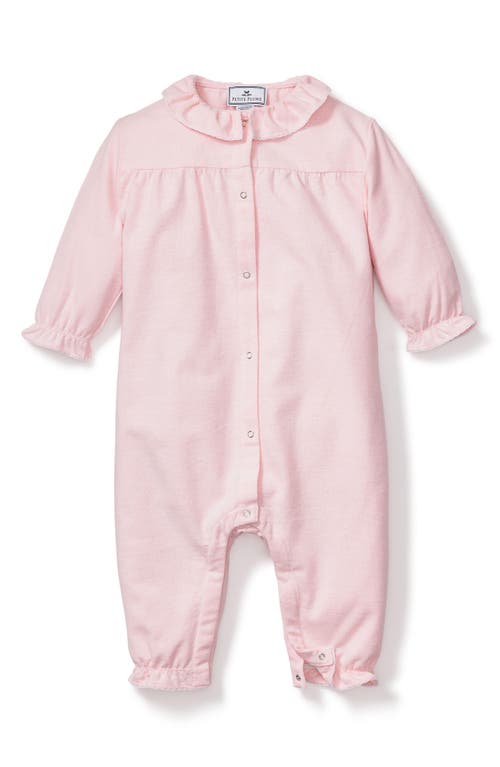 Petite Plume Madeline Brushed One-piece Flannel Pajamas In Pink