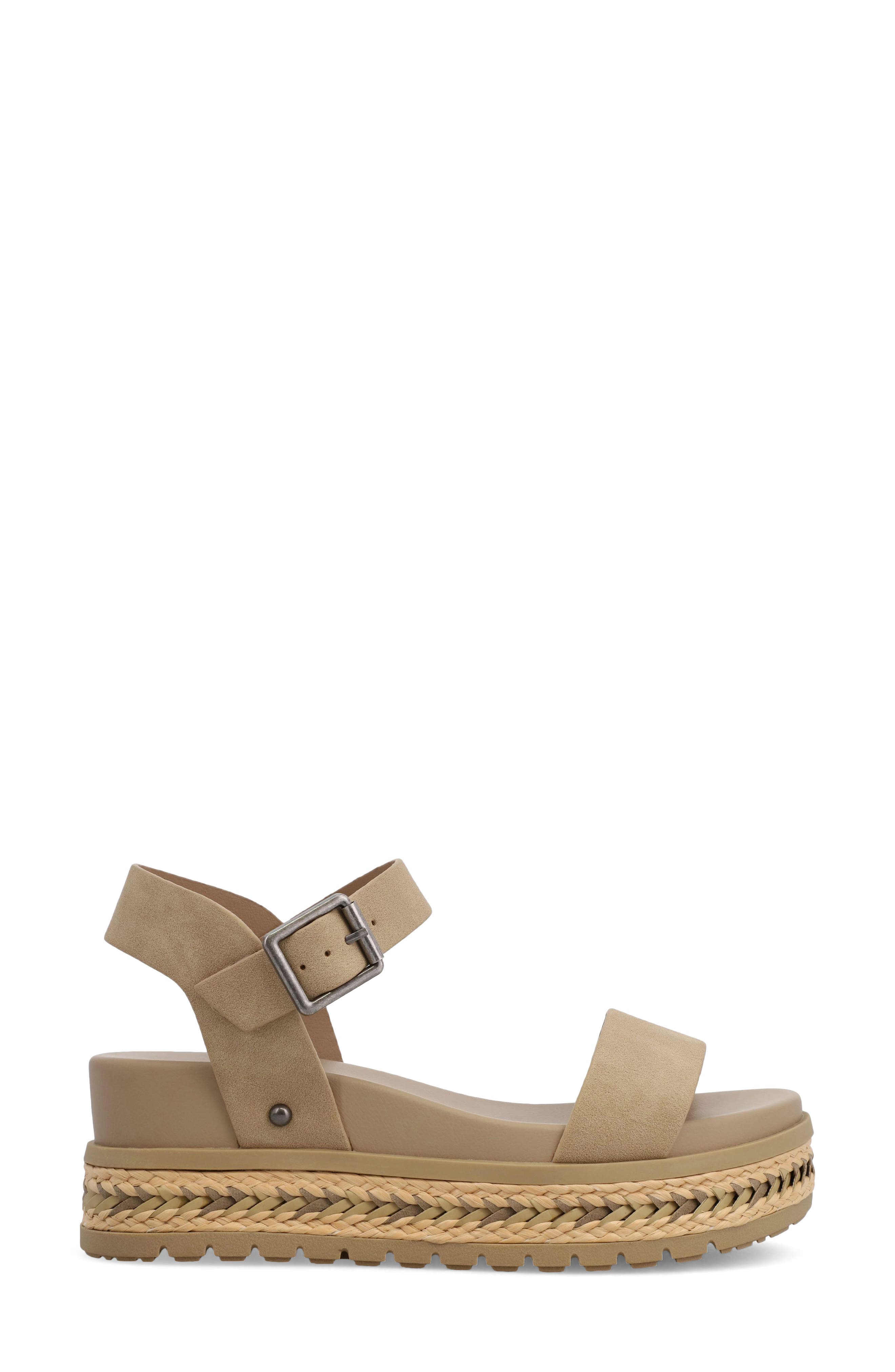 Kiera Ankle Strap Platform Wedge Sandal, Alternate, color, SAND
