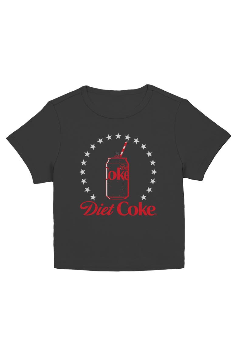 Junior's Diet Can Stars Stamp Short Sleeve Baby T-Shirt, Main, color, Black
