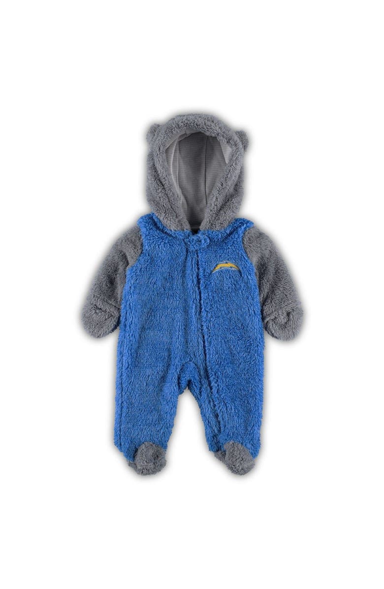 Outerstuff Newborn & Infant Powder Blue/Gray Los Angeles Chargers Game Nap Teddy Fleece Bunting Full-Zip Sleeper, Main, color,