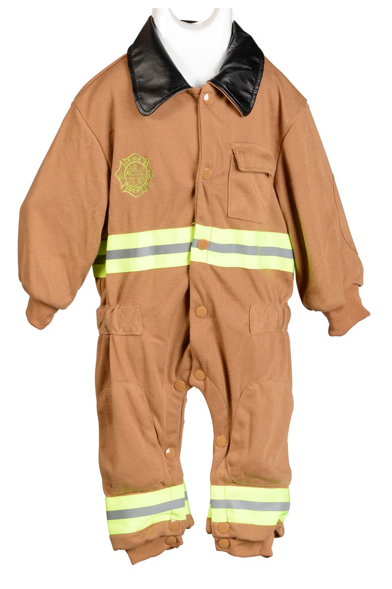 Firefighter Romper, Alternate, color, Brown