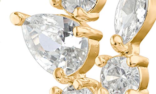 Cz By Kenneth Jay Lane Mixed Cubic Zirconia Curved Drop Earrings In Gold