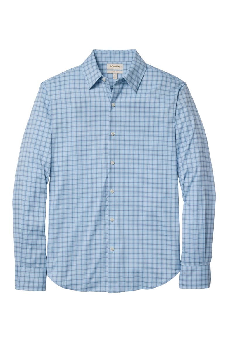 Tech Slim Fit Plaid Performance Button-Up Shirt, Alternate, color, BLUE YUMO PLAID
