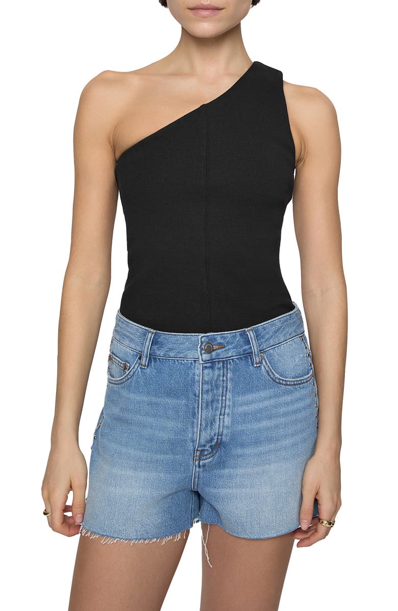 Rebecca Minkoff Mogan One Shoulder Tank, Main, color, True Black