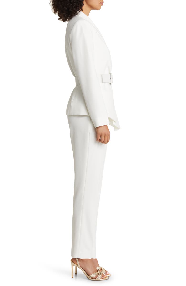 Tahari ASL Peak Lapel Belted Blazer & Pants Set, Alternate, color, Ivory