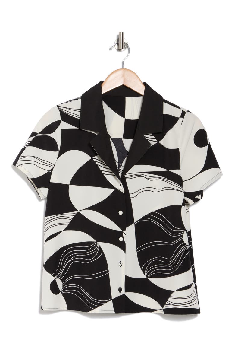 Rhythm Short Sleeve Button-Up Shirt, Alternate, color, BLACK/IVORY