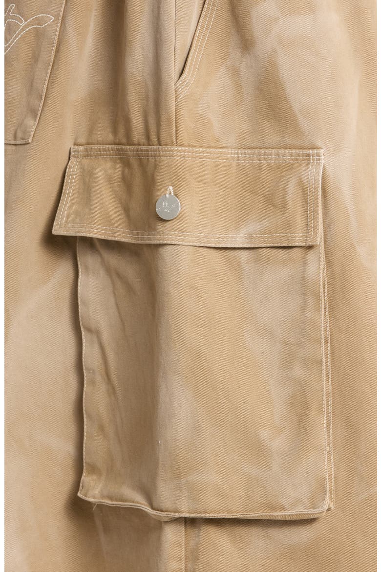 Oversize Cotton Canvas Drawstring Cargo Shorts, Alternate, color, KHAKI