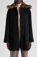 Valentino Genuine Shearling Collar Wool Coat