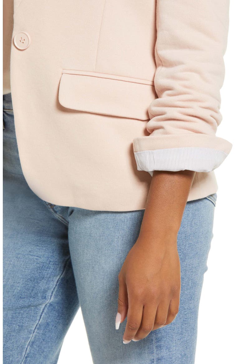 Inverted Notch Collar Cotton Blend Knit Blazer, Alternate, color, PINK SMOKE