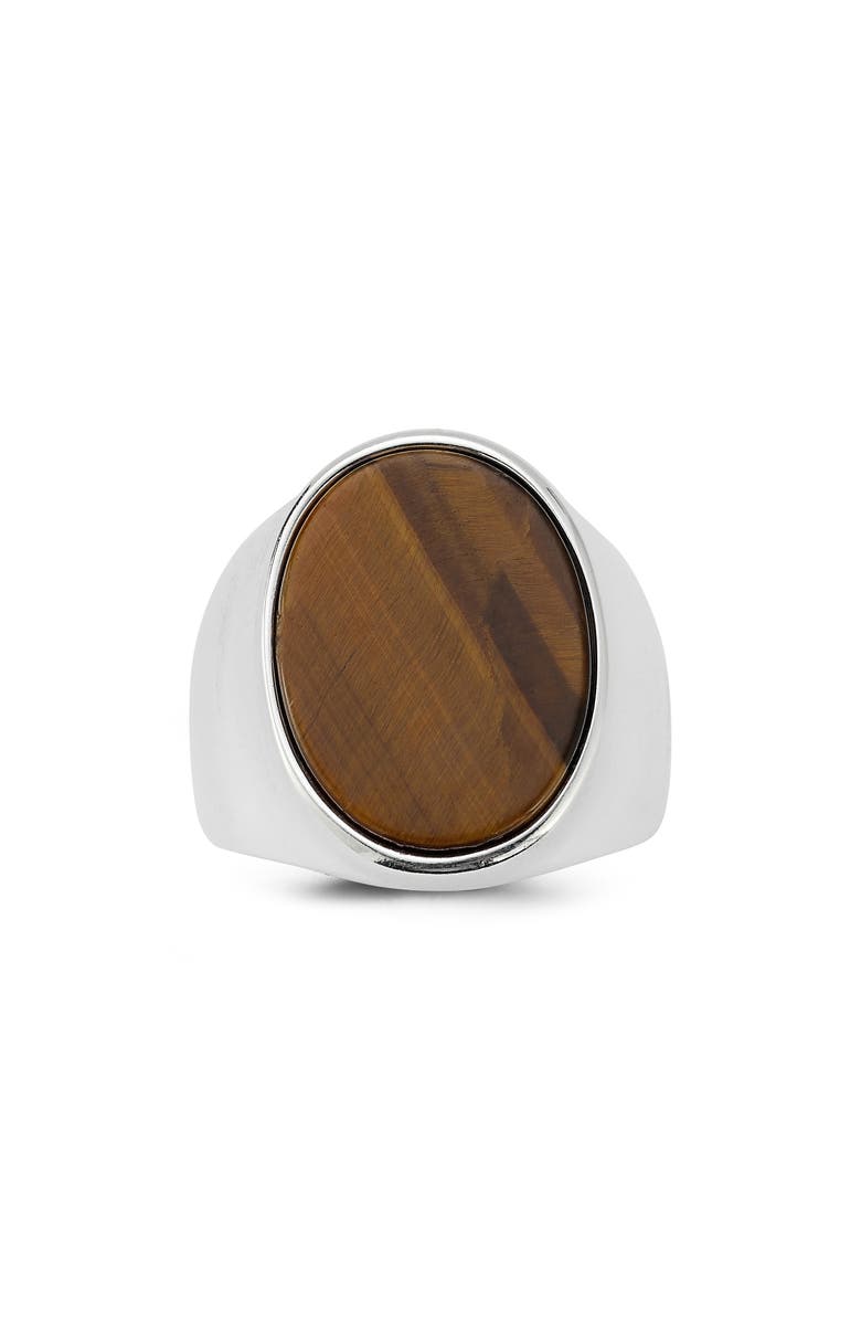 Yield of Men Sterling Silver Tiger's Eye Signet Ring, Alternate, color, Silver
