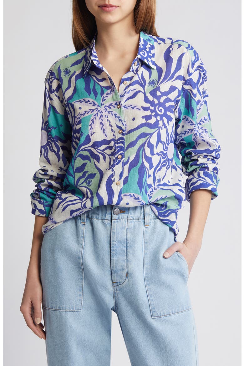 Beau Cotton Button-Up Shirt, Main, color, STELLAR BLUE HELIOS