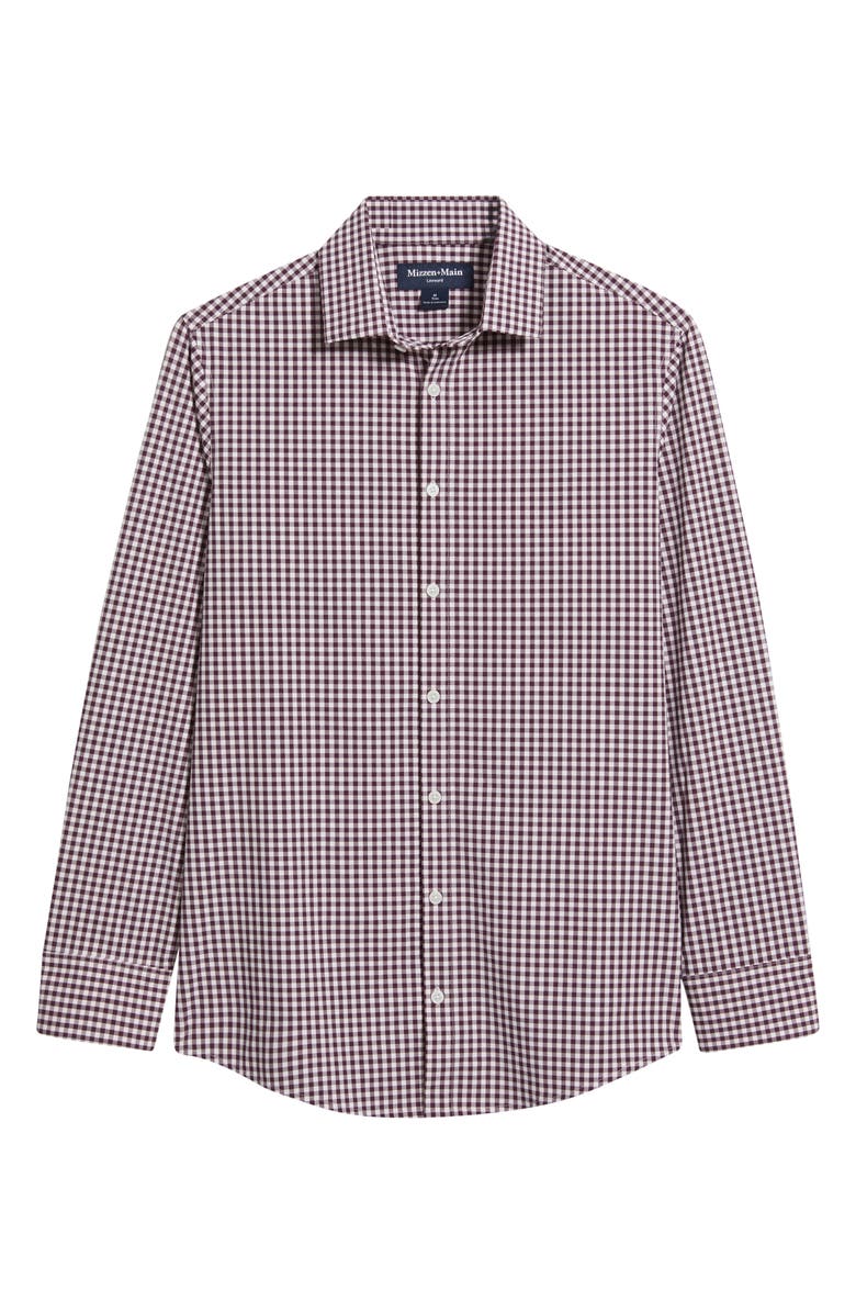 Mizzen+Main Leeward Trim Fit Gingham Performance Button-Up Shirt, Alternate, color, Eggplant Crew Gingham