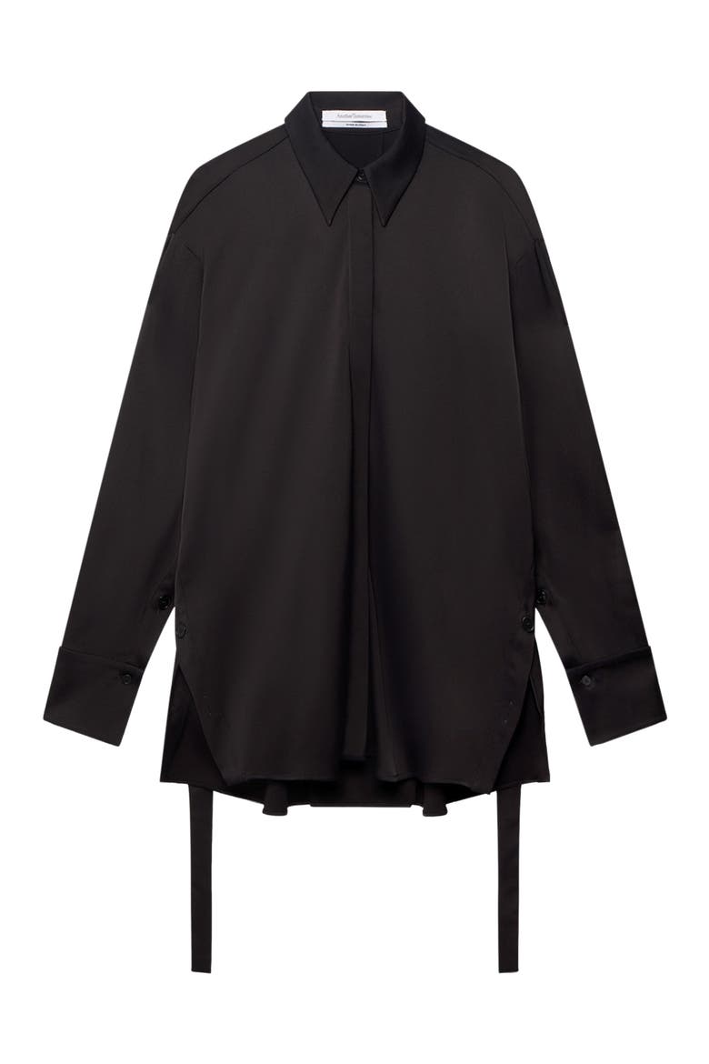 Bias Button Side Shirt, Alternate, color, BLACK