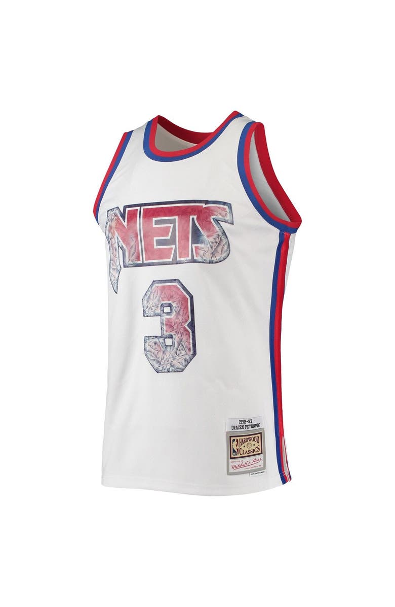 Mitchell & Ness Men's Mitchell & Ness Drazen Petrovic White New Jersey Nets 1992/93 Hardwood Classics NBA 75th Anniversary Diamond Swingman Jersey, Alternate, color, 