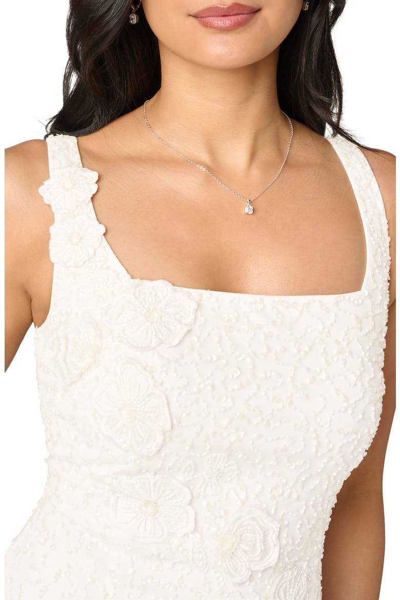 Beaded Mesh Sheath Cocktail Dress, Alternate, color, IVORY