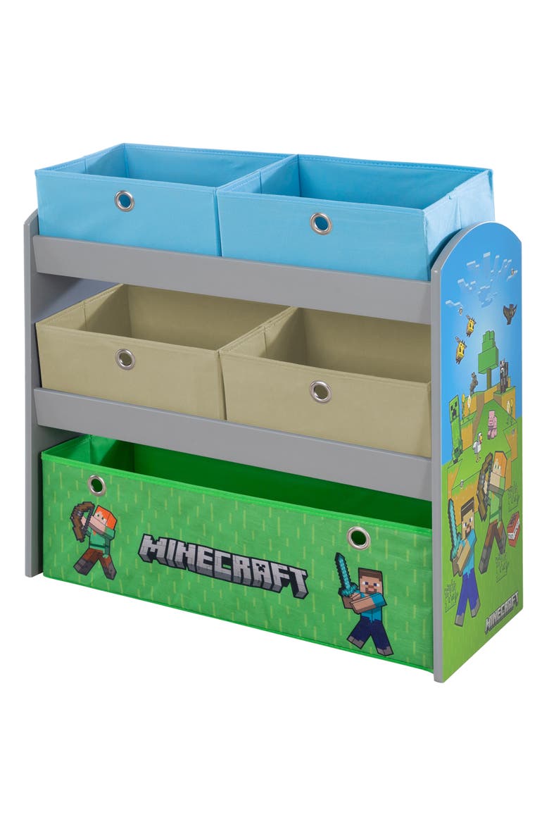 Play Shelf With Fabric Storage Boxes Gamethemed Organizer, Main, color, Multicolored