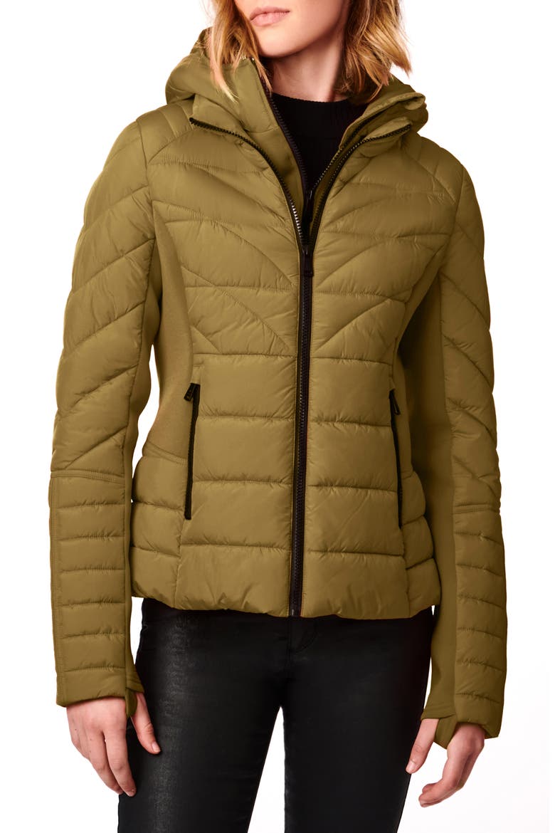 Chevron Quilted Puffer Jacket, Main, color, OLIVE BRANCH