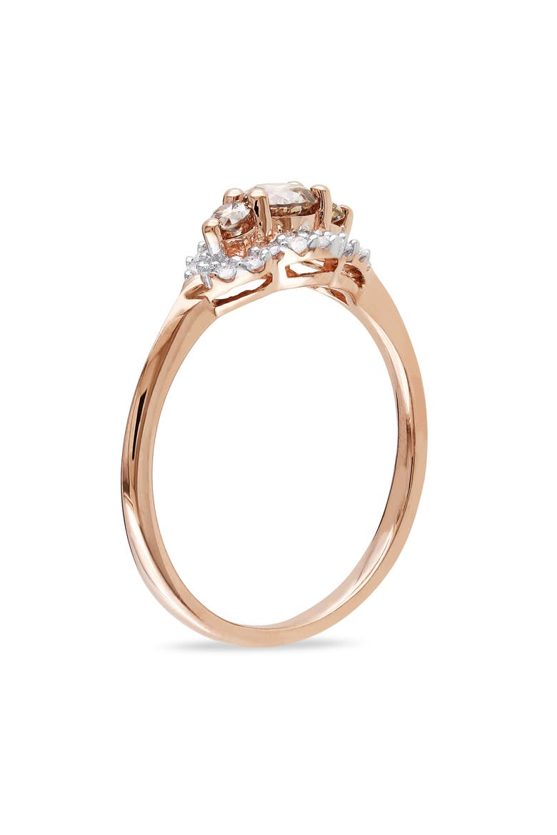 Brown & White Diamond Halo Engagement Ring, Alternate, color, Diamond