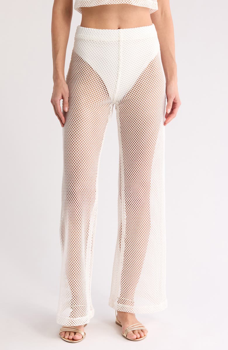 BOAMAR Atalaya Mesh Wide Leg Cover-Up Pants, Main, color, Vanilla