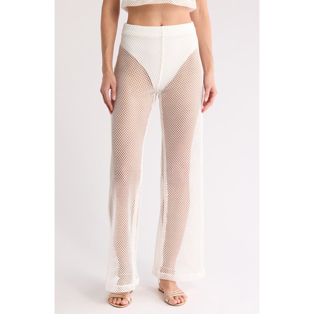 Boamar Atalaya Mesh Wide Leg Cover-up Pants In Vanilla