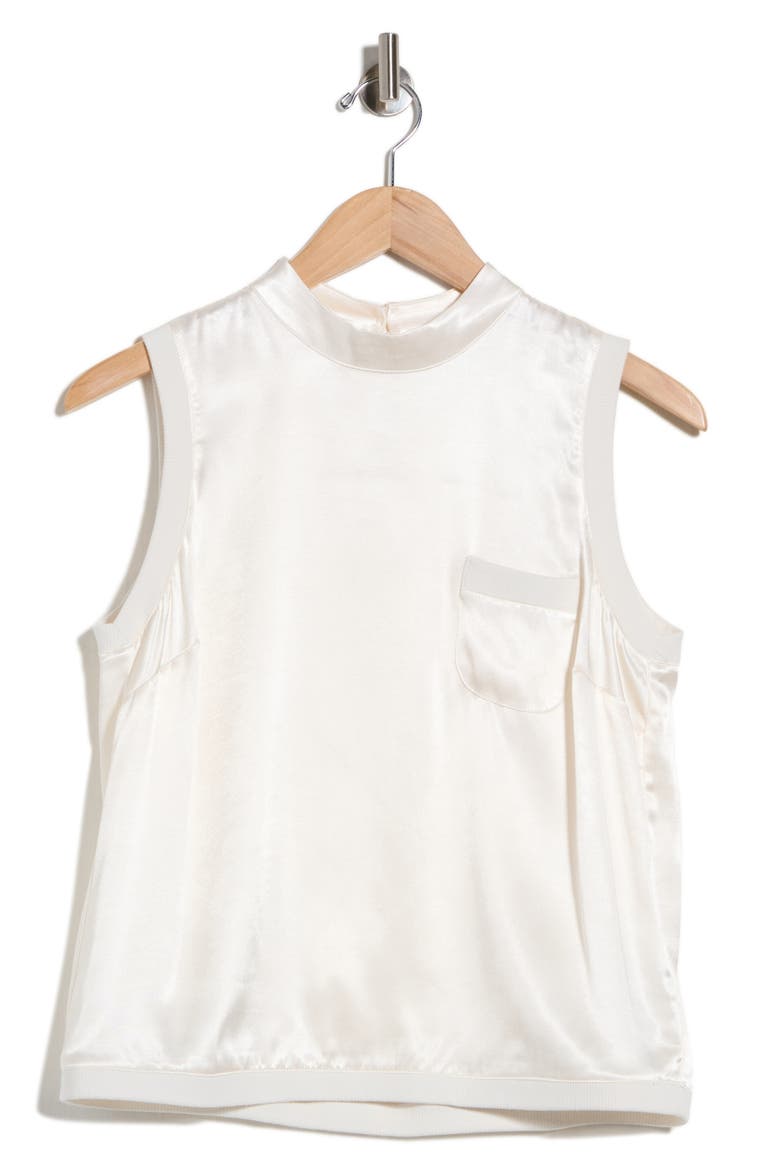 Mock Neck Sleeveless Satin Shell, Alternate, color, IVORY