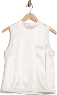 JASON WU Mock Neck Sleeveless Satin Shell