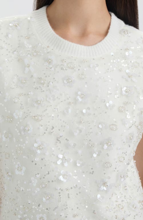 Nvlt Embellished Short Sleeve Sweater In White