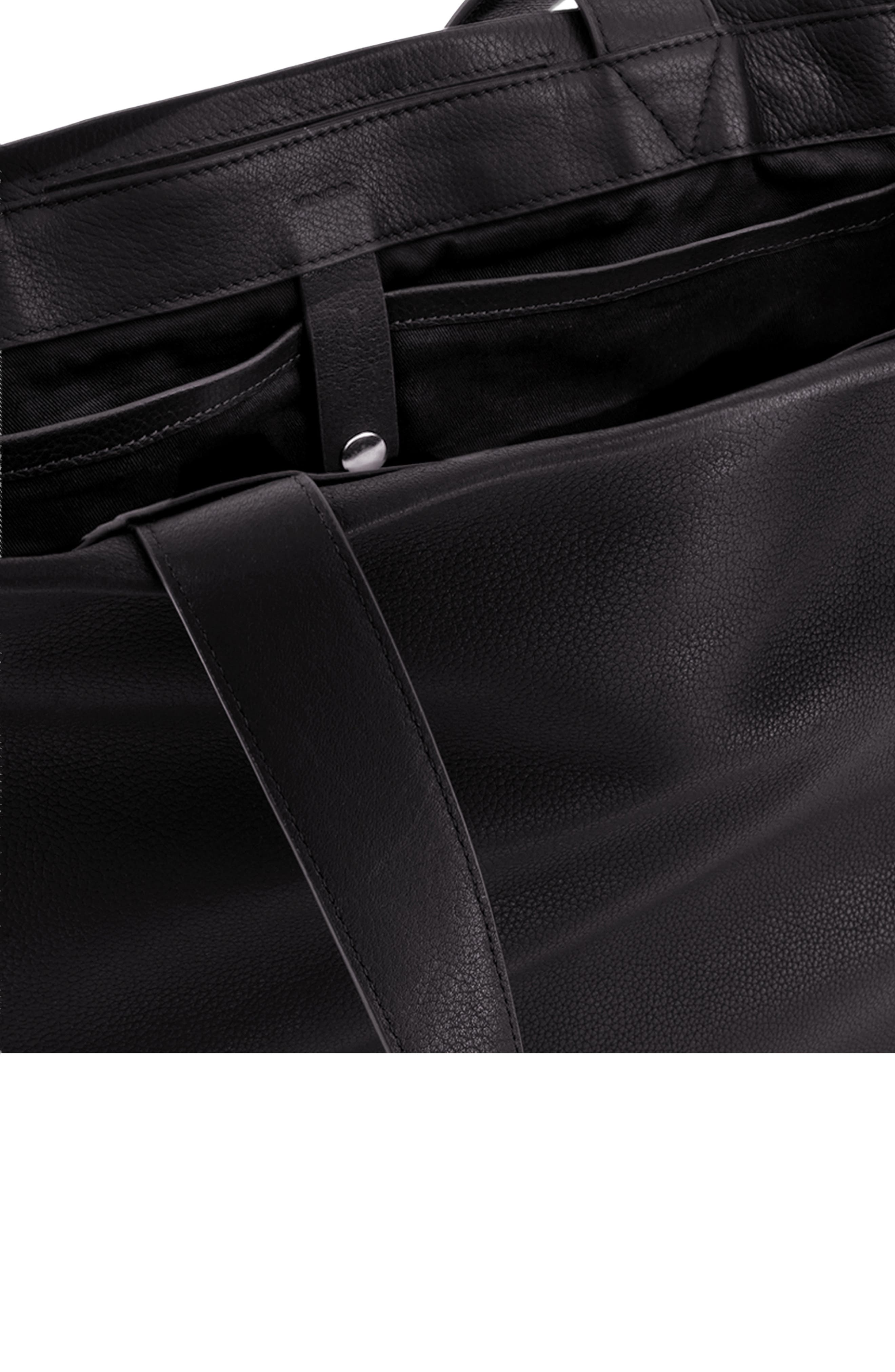 Vince Slim Lassen Leather Tote, Alternate, color, Black