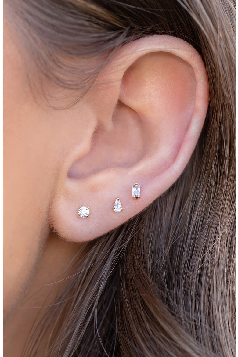 Dainty Brilliance Stud Earrings, Alternate, color, GOLD