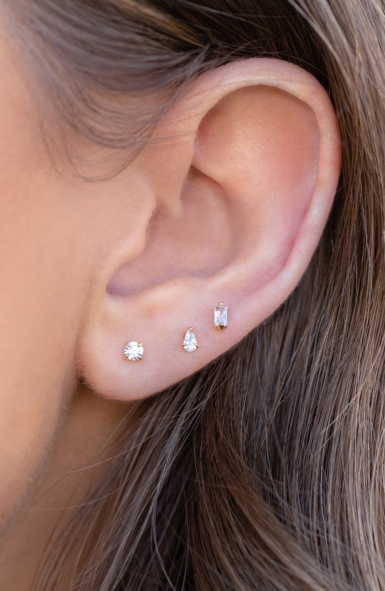 Girls Crew Dainty Brilliance Stud Earrings, Alternate, color, Gold