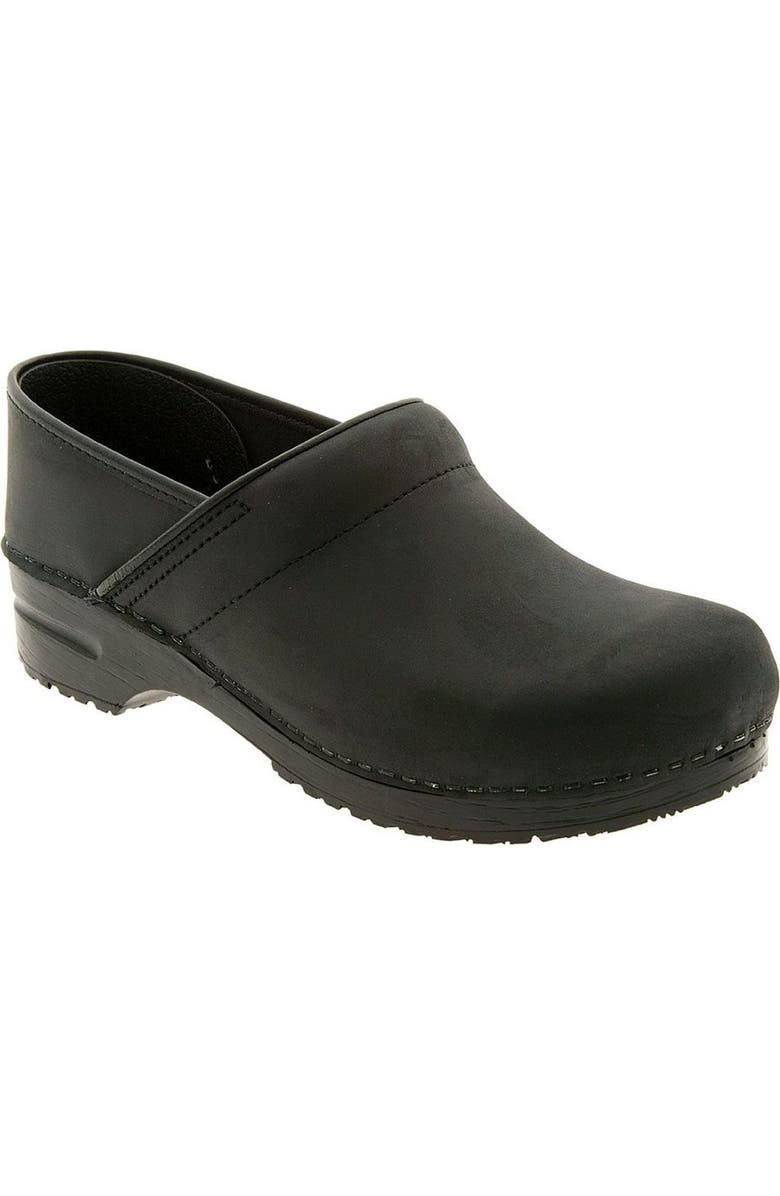 Dansko 'Professional' Oiled Leather Clog, Main, color, Black