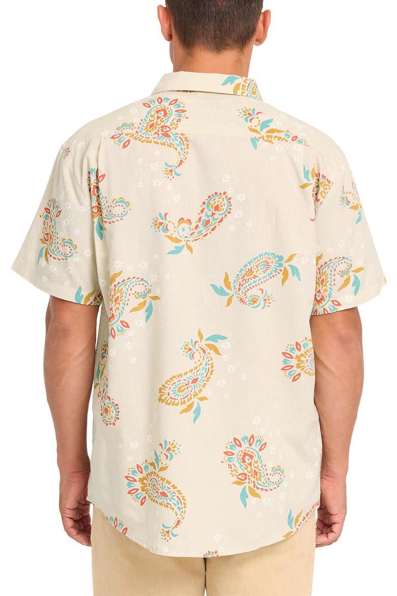 Sundays Short Sleeve Cotton Blend Button-Up Shirt, Alternate, color, OATMEAL