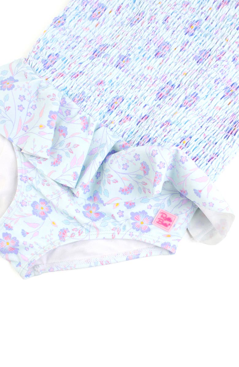 RuffleButts Kids' Fairytale Peplum One-Piece Swimsuit, Alternate, color, Blue