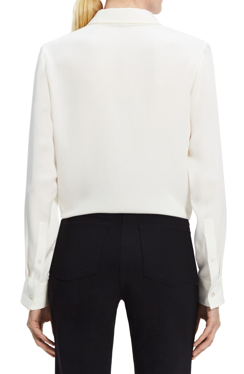 Theory Long Sleeve Button-Up Tie Waist Silk Blouse, Alternate, color, 