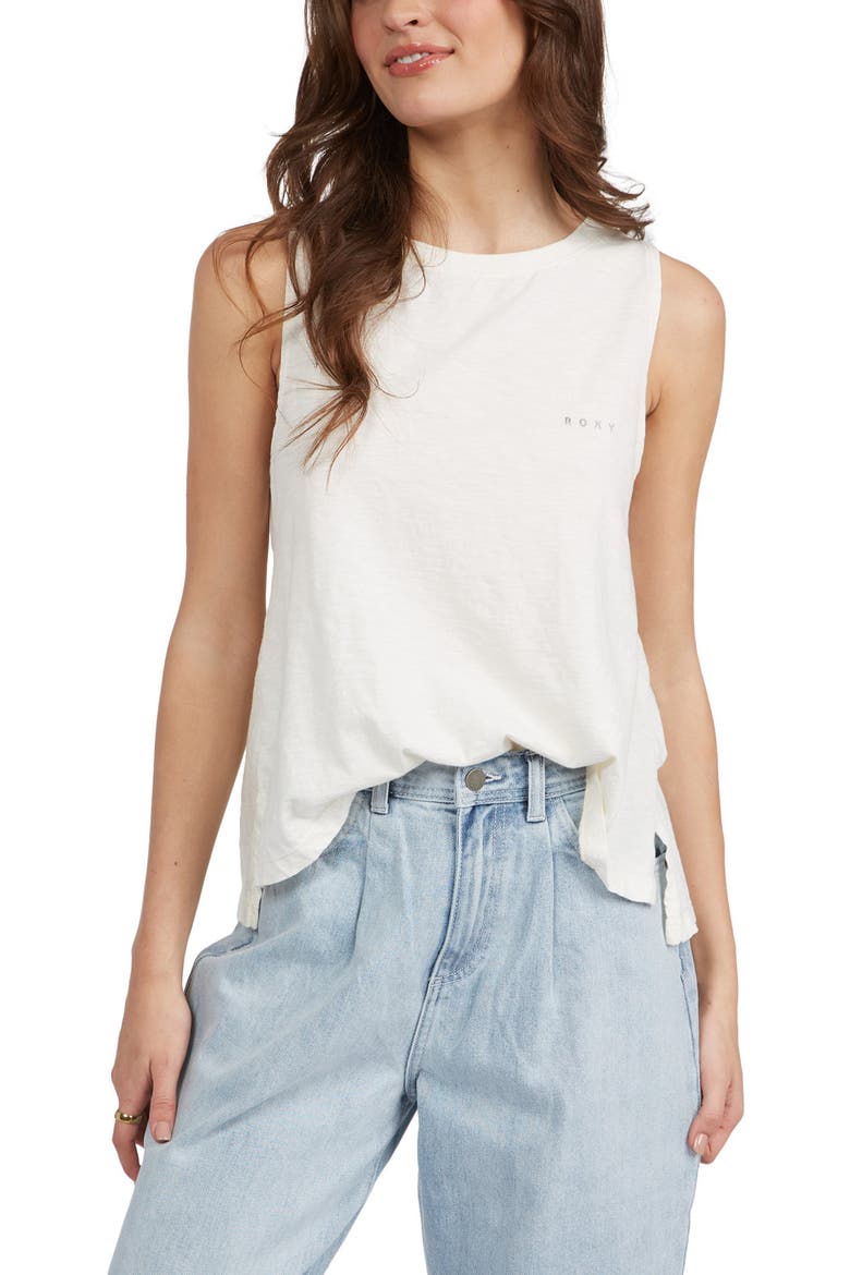 Greatest Wave Cotton Graphic Muscle Tee, Main, color, SNOW WHITE