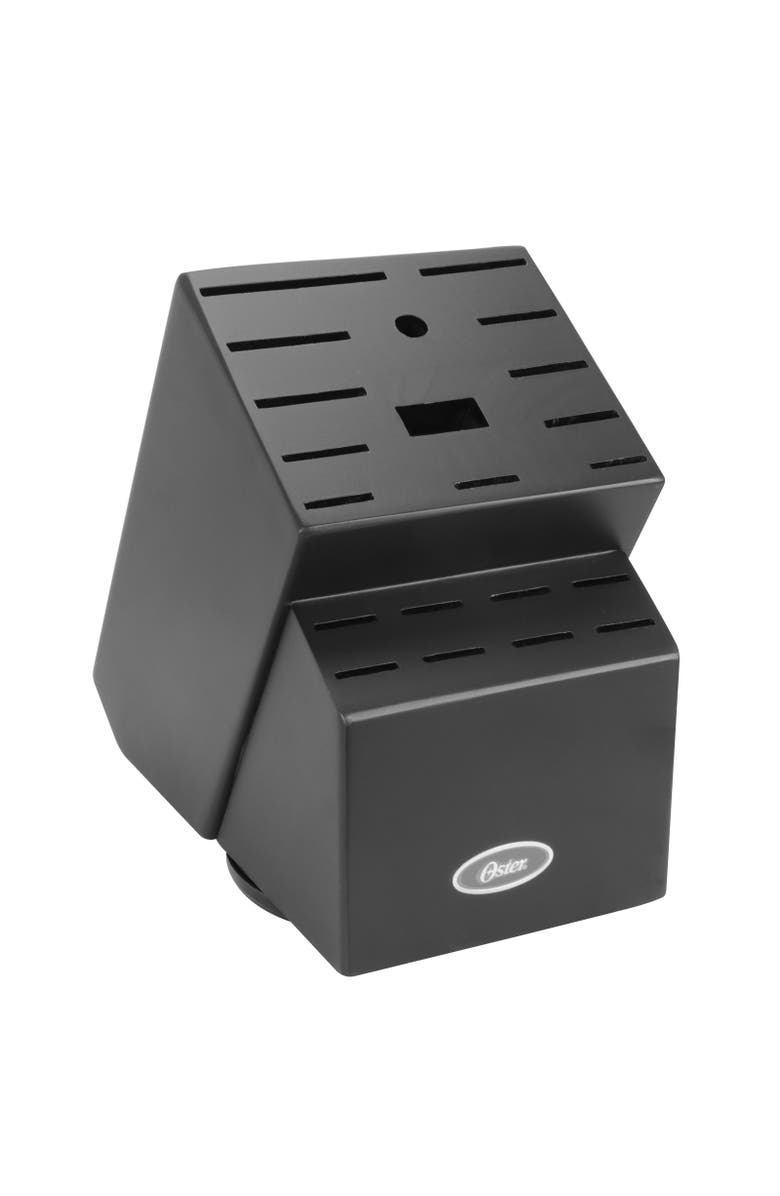 OSTER Baldwyn 22 Piece Stainless Steel Cutlery Set with Stainless Steel Handles and Wooden Block, Alternate, color, Silver