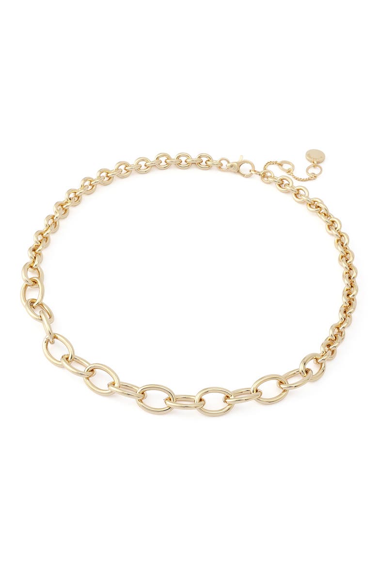 Mixed Link Chain Necklace, Alternate, color, SHINY GOLD