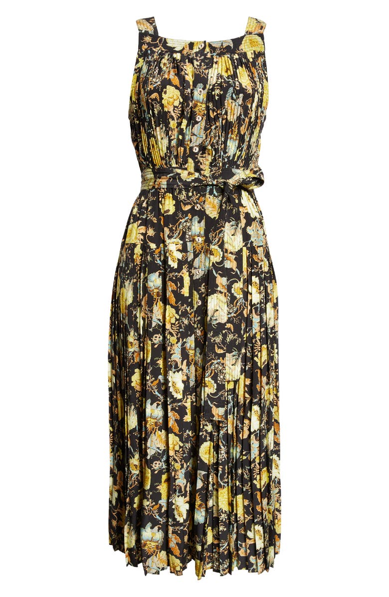 Ulla Johnson Annabeth Pleated Button Front Silk Maxi Dress, Alternate, color, Baroque