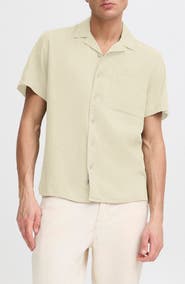 !SOLID Allan Solid Linen Blend Camp Shirt