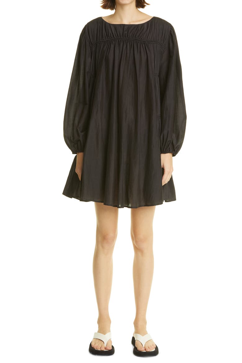 Siddal Tiered Long Sleeve Minidress, Main, color, BLACK