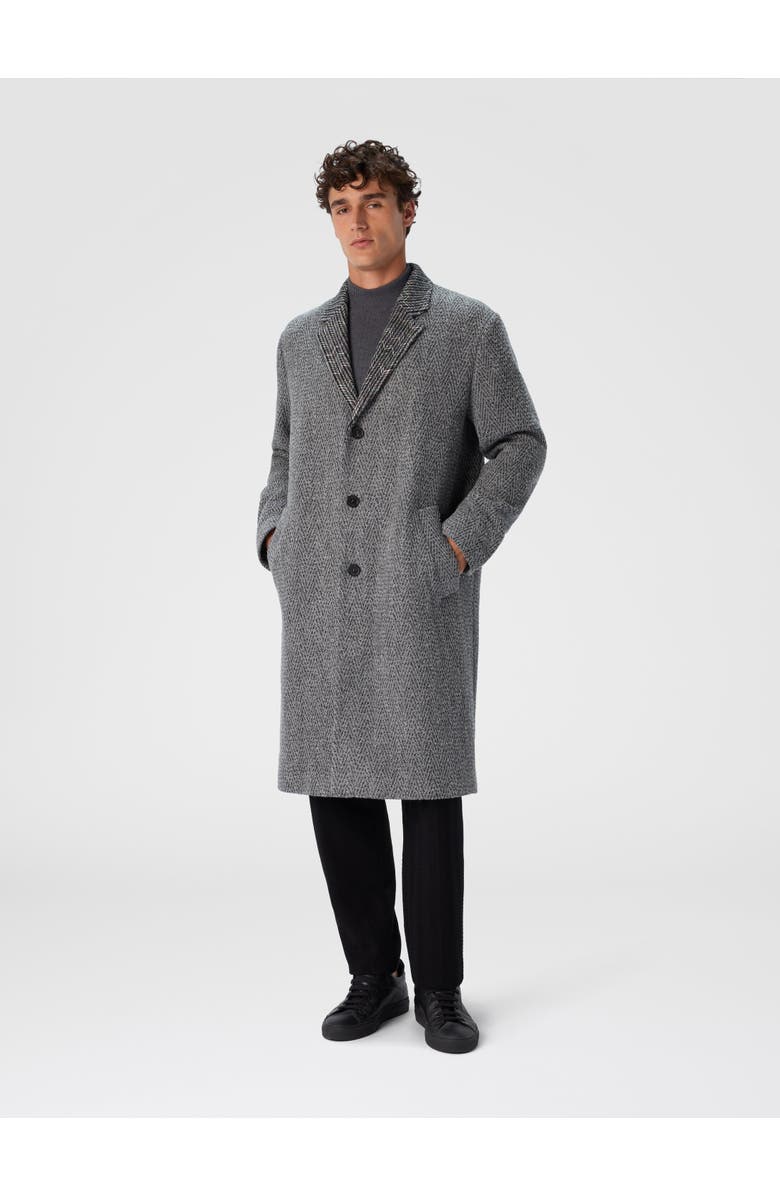 Missoni Wool Cloth Coat With Chevron Pattern, Alternate, color, Grey