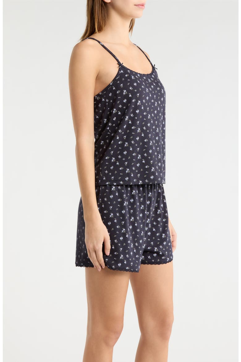 Print Pointelle Knit Short Pajamas, Alternate, color, UTILITY BLUE