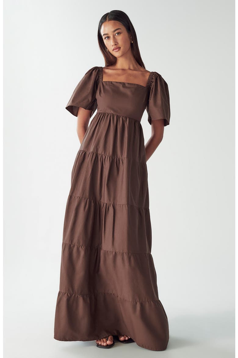 Zelda Tiered Dress, Alternate, color, Chocolate