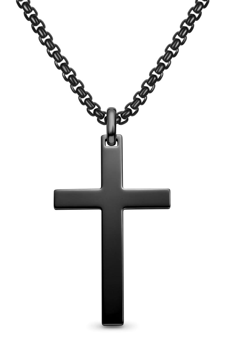 EDFORCE Men's Cross Pendant Necklace, Main, color, Black