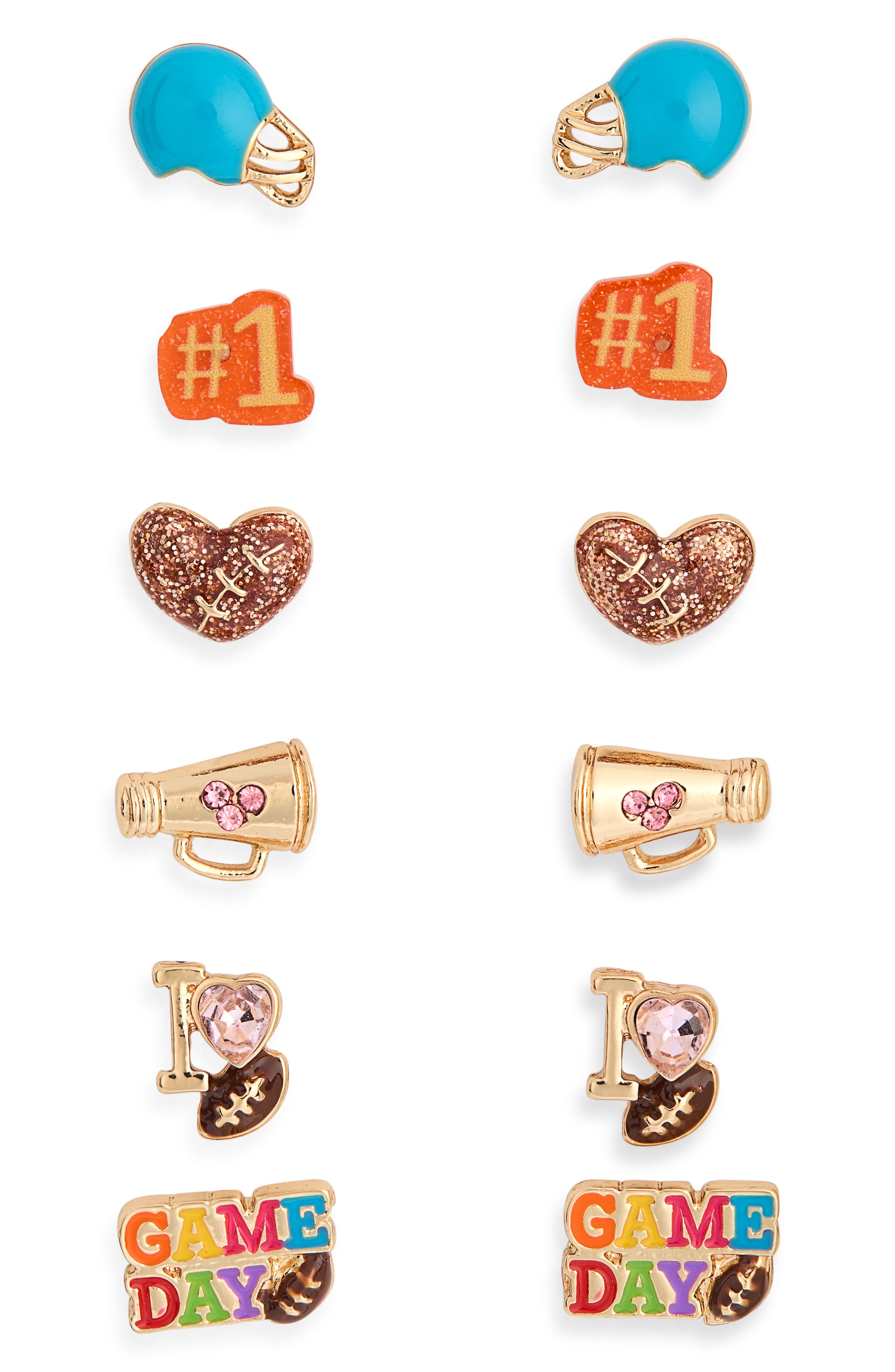 6-Pack Assorted Game Day Stud Earrings