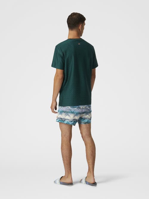 Missoni Swim Shorts With Macro Zig Zag Dégradé Print In Blue