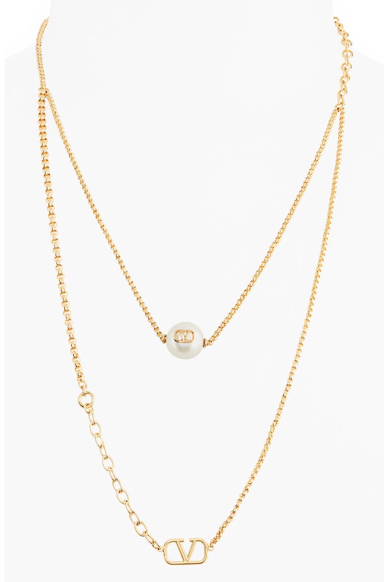 VLOGO Imitation Pearl Layered Necklace, Main, color, GOLD/ PEARL