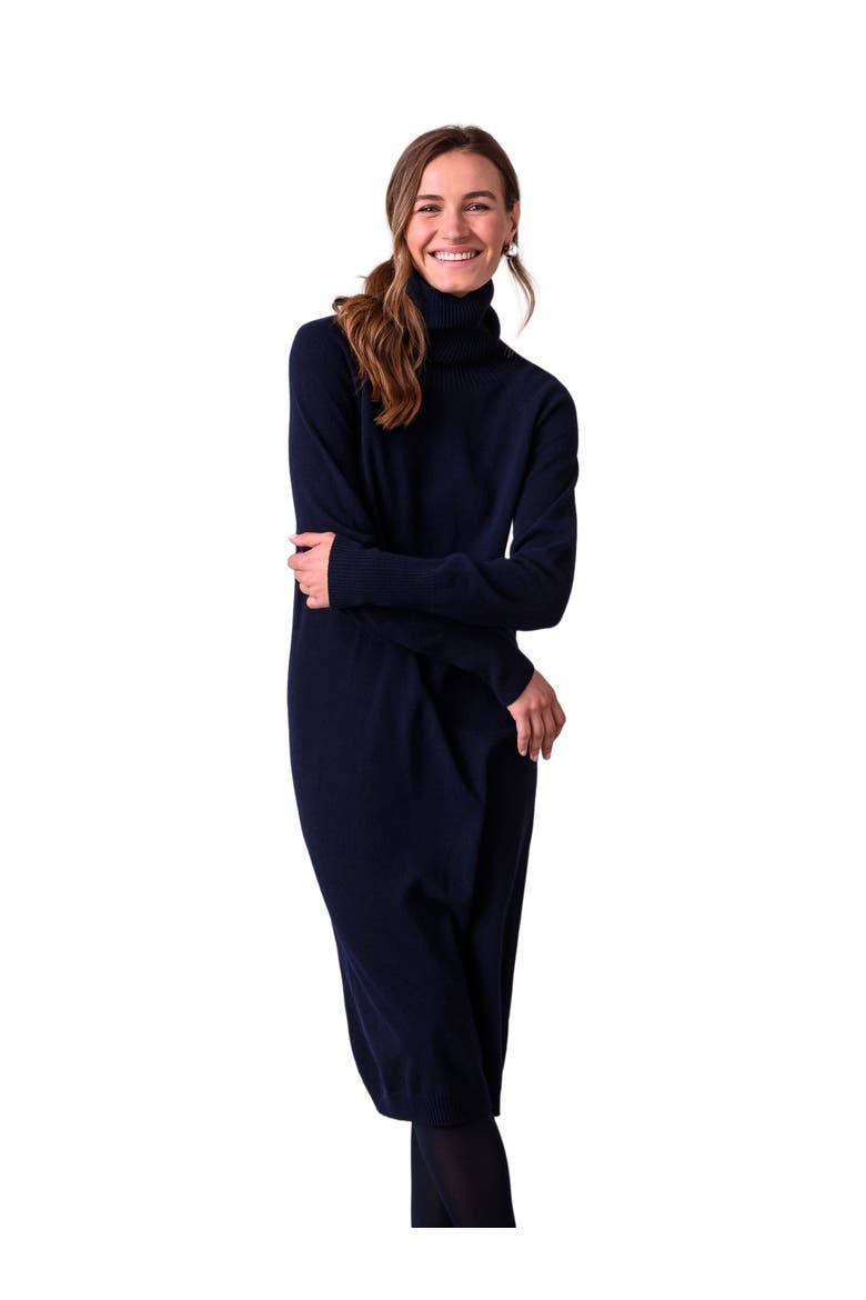Supersoft Midi Turtleneck Dress, Main, color, DARK NAVY